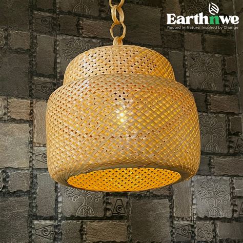 Bamboo Hanging Lamp with Double Decker Design | Eco-Friendly Lighting ...
