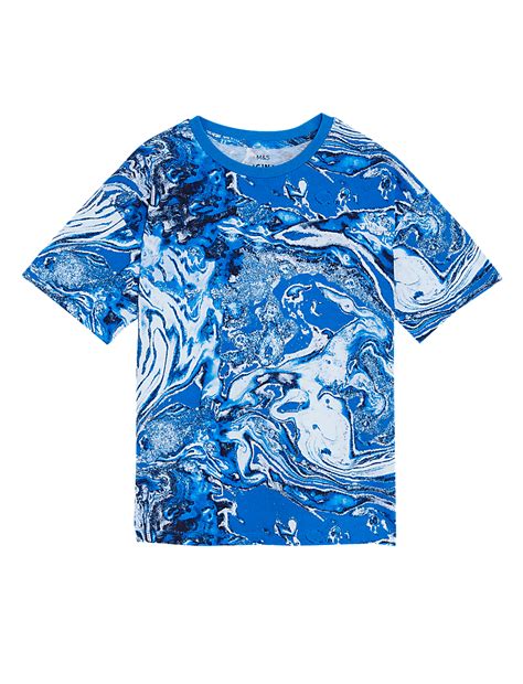 Buy Pure Cotton Marble Print T-Shirt at Marks & Spencer
