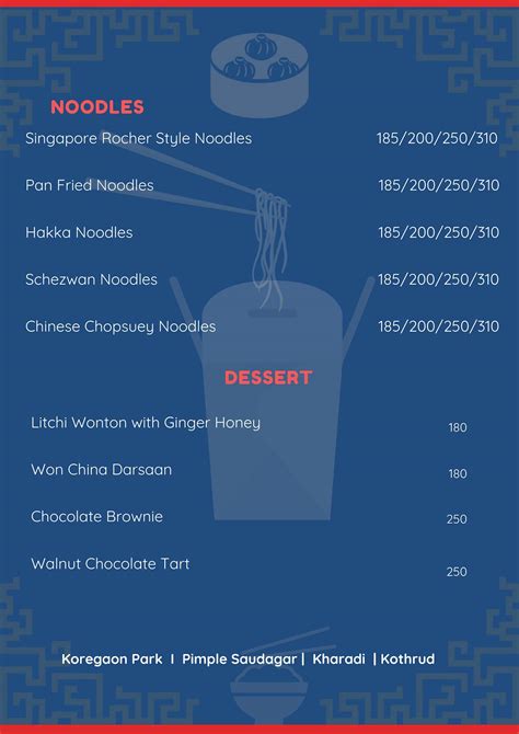 Menu at One China, Pune, Garage No.14