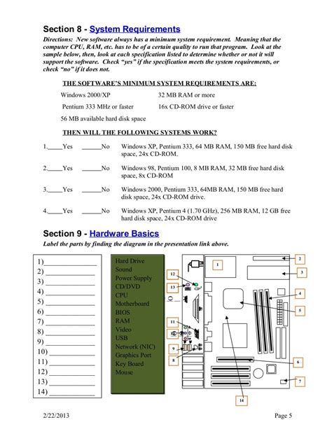 Computer Basics Worksheet 的图像结果