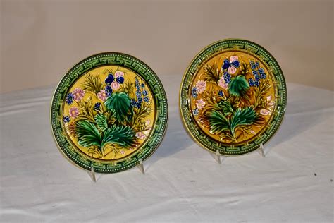 Pair of 19th Century Villeroy and Boch Majolica Plates at 1stDibs