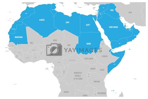 Arab World states political map with higlighted 22 arabic-speaking countries of the Arab League ...