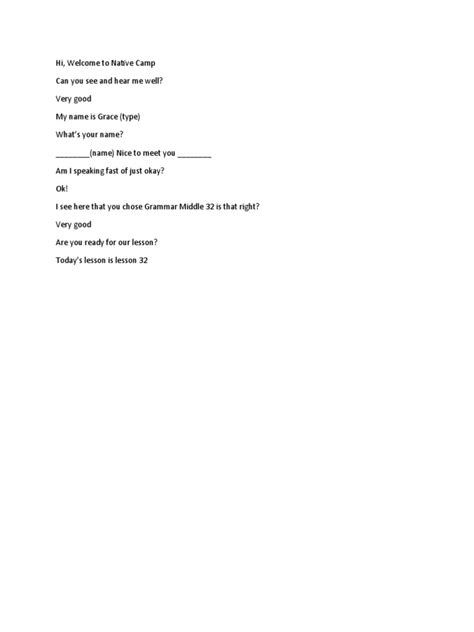 Native Camp Introduction Script 的图像结果