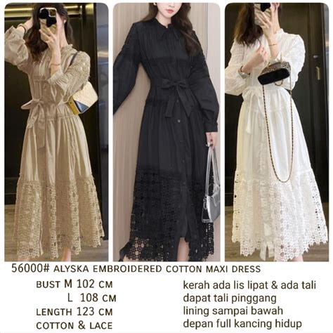 Jual TM 56000 Maxi Dress ALYSKA Embroidered Cotton Import | Shopee ...
