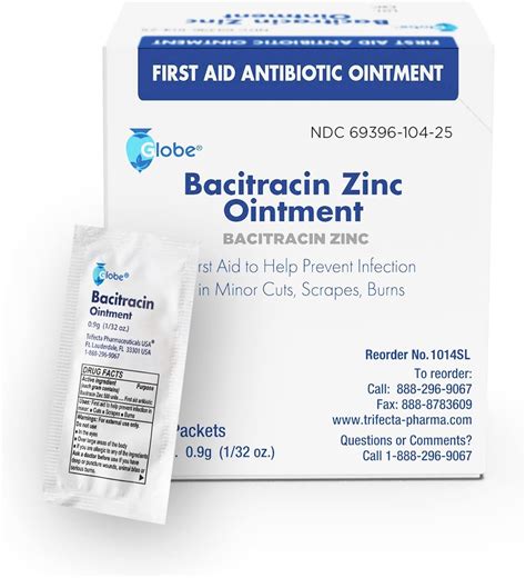 Amazon.com: (25 Pack) Globe Bacitracin Zinc Ointment 0.9g Single ...