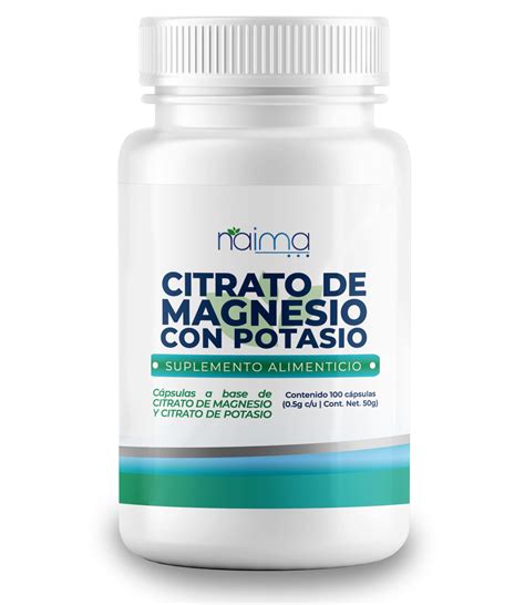 NAIMA Citrato de Magnesio con Potasio, 100 Cápsulas | Suplemento ...