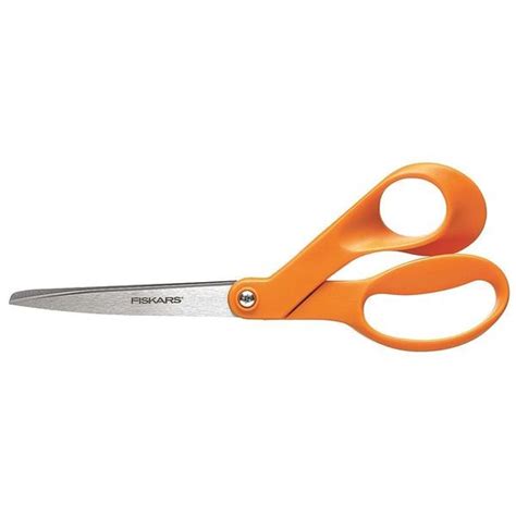 Fiskars Scissors, 8 In L, Orange, Ambidextrous 1069755 | Zoro