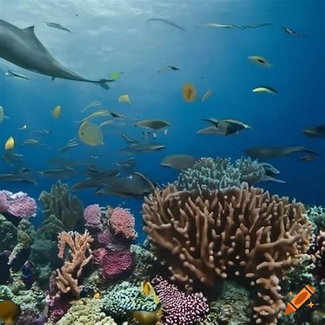 Photo of a diverse marine ecosystem with coral reefs and open ocean on Craiyon