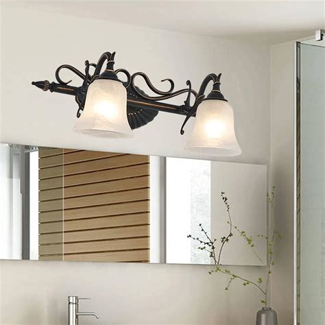 Buy NIUYAO Traditional Bell Style Vanity Light Frosted Glass Wall Lamp ...