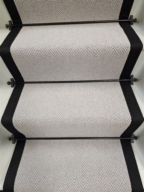 Stair Runner Crucial Trading Herringbone Svelt Stair Runner Black Tape ...