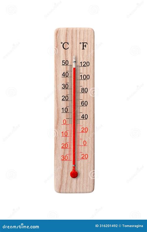 Wooden Celsius and Fahrenheit Scale Thermometer Isolated on a White ...