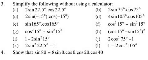 Solved: Simplify the following without using a calculator: (a) 2sin 22 ...