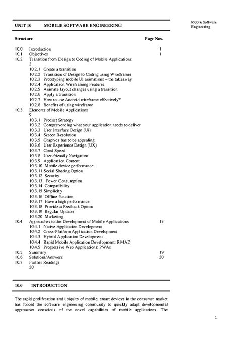 Unit 10: Mobile Software Engineering - Transition from Design to Coding ...