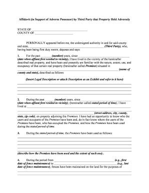 Opposing Affidavit Rejecting The Adverse Possessor S Claim Format Texas ...