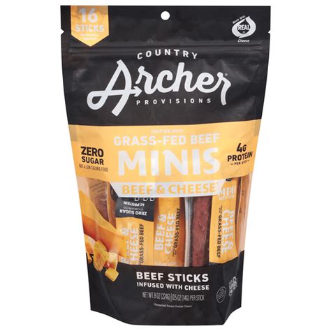 Country Archer Beef Sticks, Infused with Cheese, Minis (0.5 oz ...