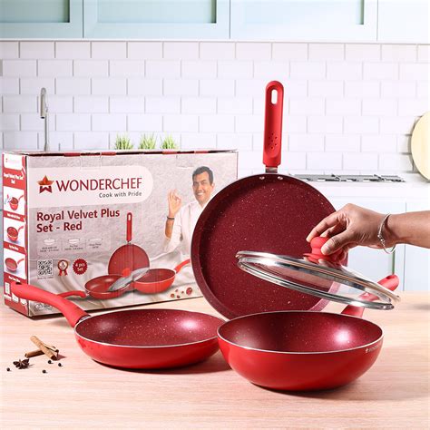 Buy Royal Velvet Non-stick Cookware Set Red,4Pc Online At Best Price ...