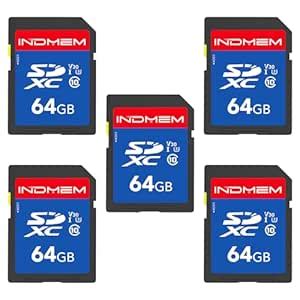 INDMEM 64GB 5 Pack SD Card, High Speed up to 90M/S SDXC UHS-I Memory ...