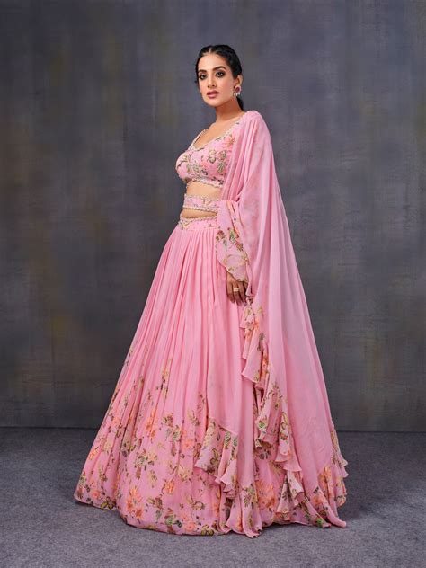 Pleated Lehenga In Baby Pink – Tirumala Designers