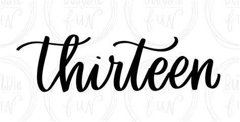 Cursive Script Number Thirteen Vector Image Cut Files With SVG, Eps ...
