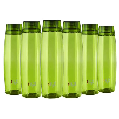 Cello H2O Octa Plastic Water Bottle, 1000ml, Set of 6, Green : Amazon ...