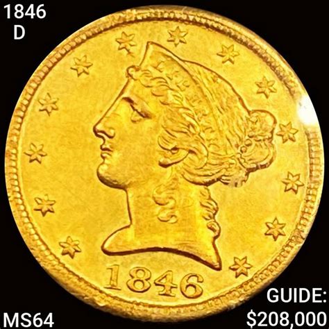 1846-D $5 Gold Half Eagle CHOICE BU (#307476) on Dec 04, 2022 | Gold ...