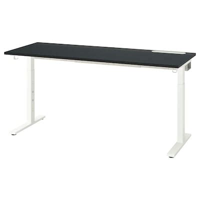 MITTZON desk, black stained ash veneer/black white, 160x60 cm (63x235/8 ...
