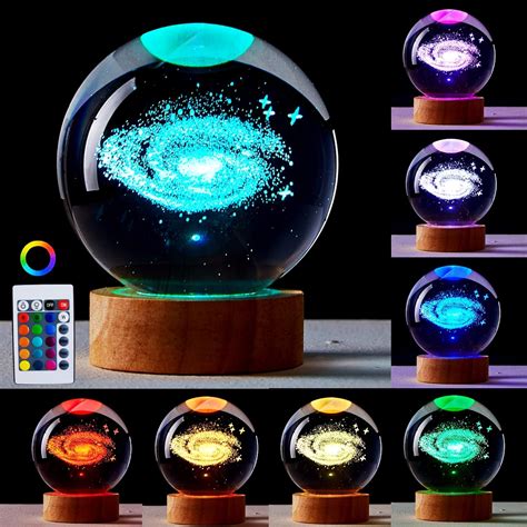 3.15 inch Galaxy Crystal Ball lamp,3D Solar System Crystal Ball Night ...