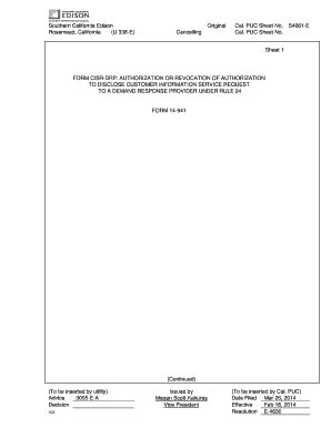 California Authorization to Disclose Customer Information - Blank ...
