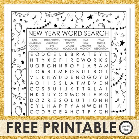 Word Search Printable New Year | Fanny Printable