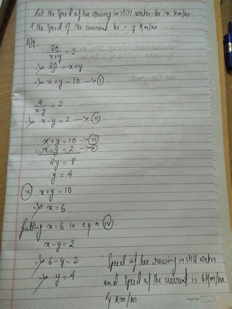 Rozly can row downstream 20km in 2 hours, and the upstream 4km in 2 ...