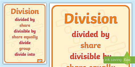 Division Meaning and Vocabulary Poster | Twinkl