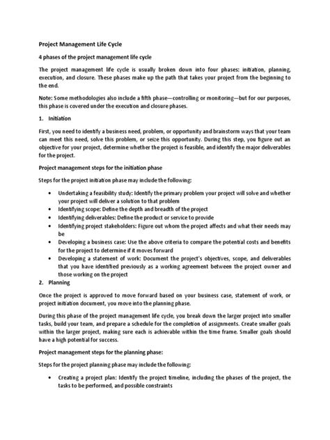 Project Management Life Cycle PDF 的图像结果