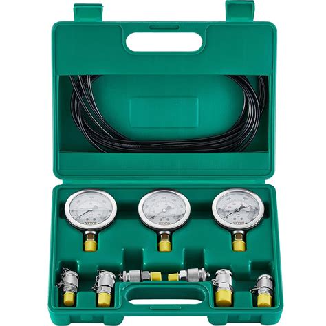 VEVOR Hydraulic Pressure Test Kit, 3 Gauges 6 Test Couplings, 250/400 ...