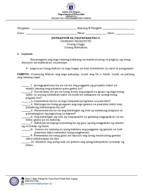 Image result for DepEd ESP Module 1 1st Quarter