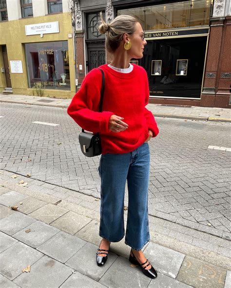 9 Ways Women in Europe and America Are Wearing Red Sweaters | Who What Wear