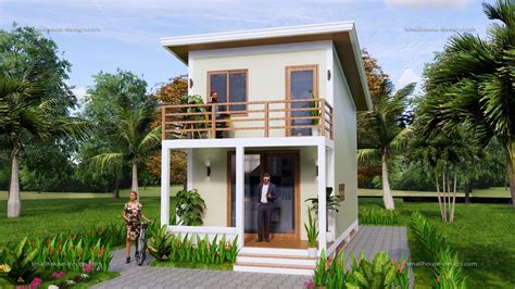 Small House Plan 4x7 Meters with 2 Beds Shed Roof - Small House Design Plan