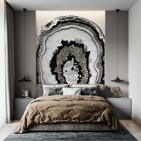 Gray Black White Agate 12A Wallpaper | Happywall