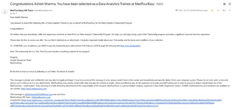 "I have been selected for the Data Analytics Trainee position at ...