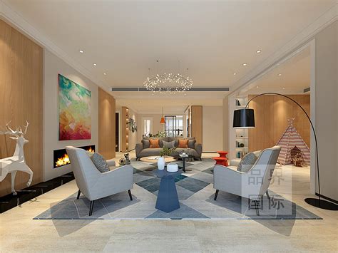 220平新中式客厅背景画设计图 – 设计本装修效果图