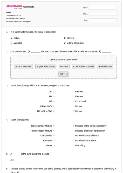 50+ Analyzing Substances worksheets for Class 9 on Wayground | Free ...