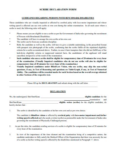 Image result for Chief Declaration Form