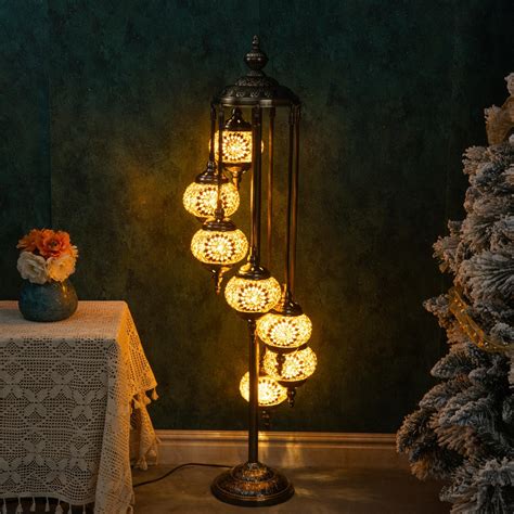 Marrakech Turkish Moroccan Floor Lamp 7 Globes, 46 Inch Tall Yellow ...