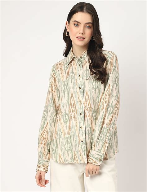 Buy Pure Linen Printed Spread Collar Shirt at Marks & Spencer