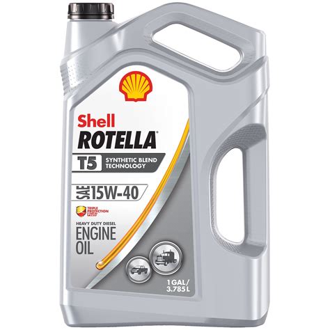 Shell Rotella T5 Synthetic Blend 15W-40 Diesel Engine Oil, 1 Gallon ...