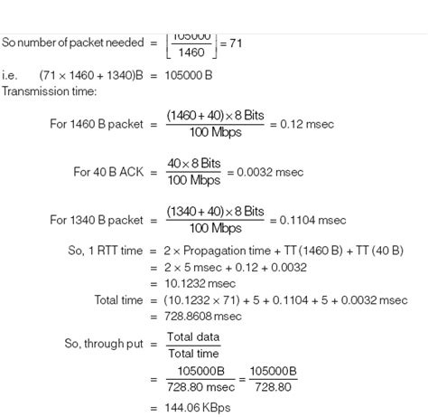 Computer Networks: The throughput for this transfer if stop wait ...