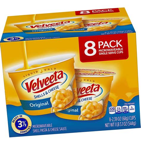 Buy VELVEETA Original Microwavable Shells & Cheese Cups, 8 Count Box ...