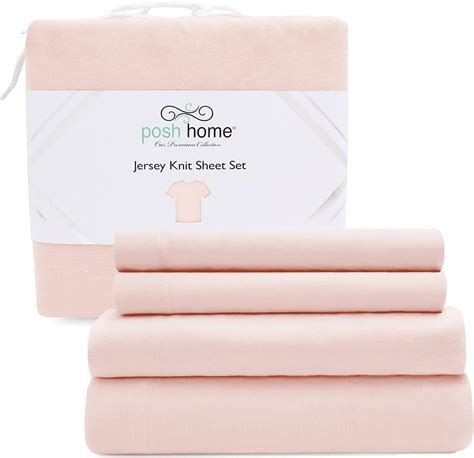 Amazon.com: Posh Home Jersey Knit Bed Sheet Set - 4 Piece - Cotton ...