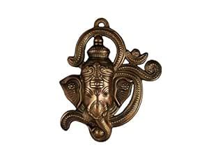 Buy Wall Hanging Ganesh Face with Om in Gun Metal Copper Color God Idol ...