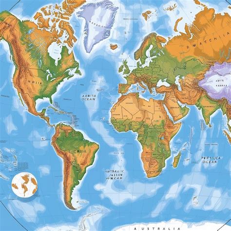 World Map with Physical Features 的图像结果