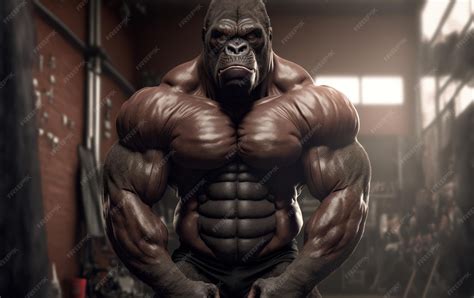 Premium AI Image | A muscular gorilla with a muscular body in a gym